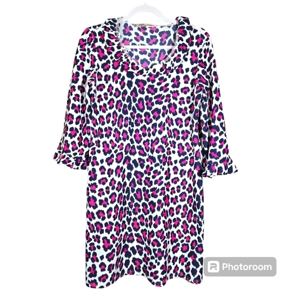 Jude Connally Pink Leopard Print Dress Size Small - Picture 1 of 7